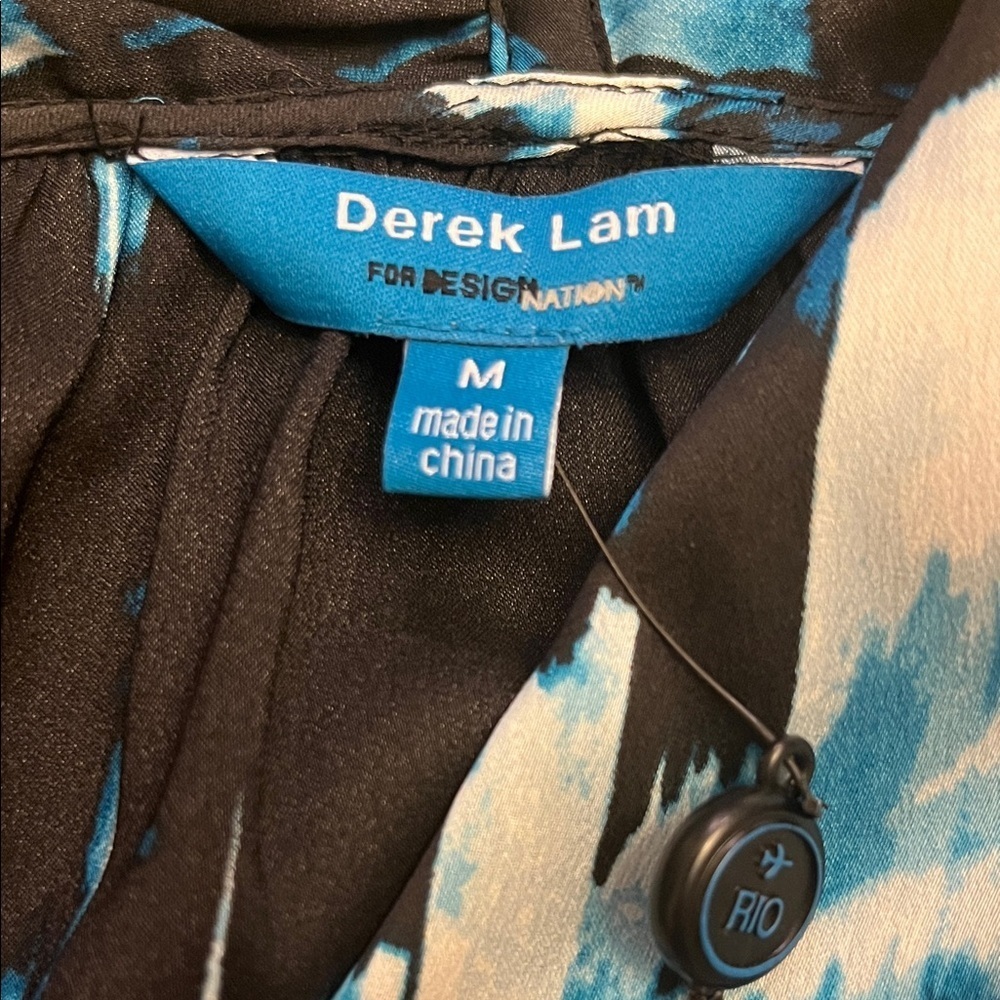 Derek Lam Black and Blue Patterned Dress size M - Picture 4 of 9